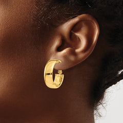 14K Yellow Gold 7.75mm Omega Back Hoop Earrings