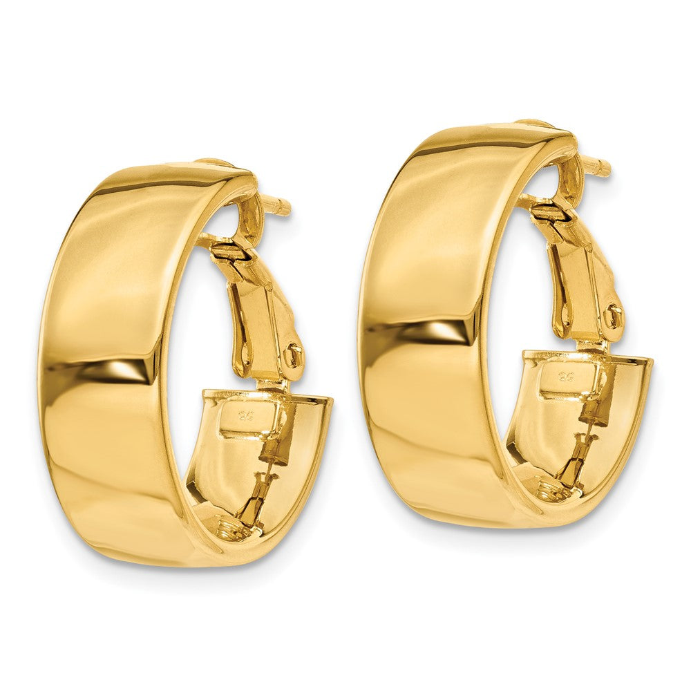 14K Yellow Gold 6.75mm Omega Back Hoop Earrings