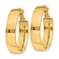 14K Yellow Gold 6.75mm Large Omega Back Hoop Earrings