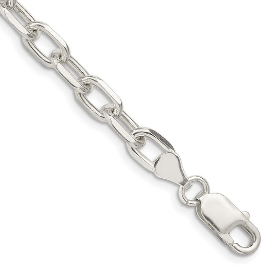 Sterling Silver 6.5mm Fancy Diamond-cut Open Link Cable Chain