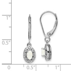 Rhodium-plated Sterling Silver Diamond & Created Opal Earrings