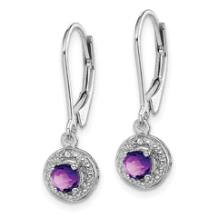 Rhodium-plated Sterling Silver Diamond & Amethyst Earrings
