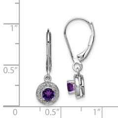 Rhodium-plated Sterling Silver Diamond & Amethyst Earrings