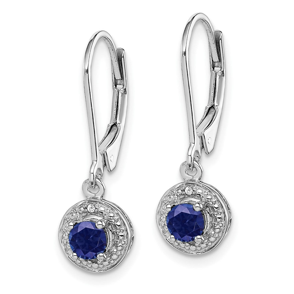 Rhodium-plated Sterling Silver Diamond & Created Sapphire Earrings