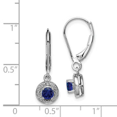 Rhodium-plated Sterling Silver Diamond & Created Sapphire Earrings