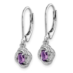 Rhodium-plated Sterling Silver Diamond & Amethyst Earrings