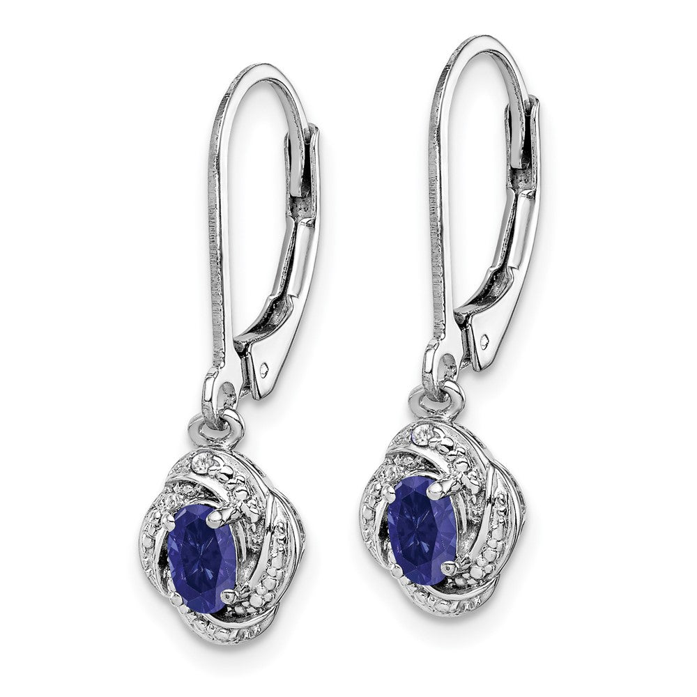 Rhodium-plated Sterling Silver Diamond & Created Sapphire Earrings