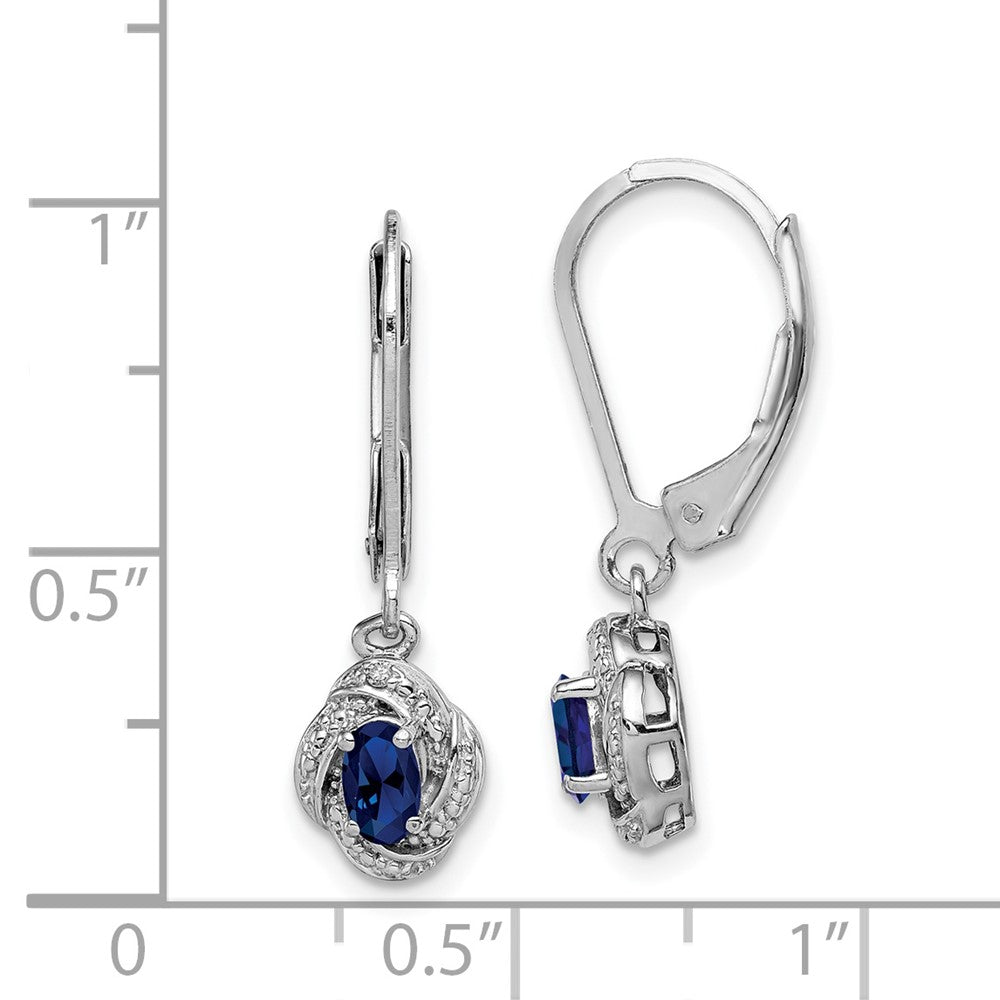 Rhodium-plated Sterling Silver Diamond & Created Sapphire Earrings