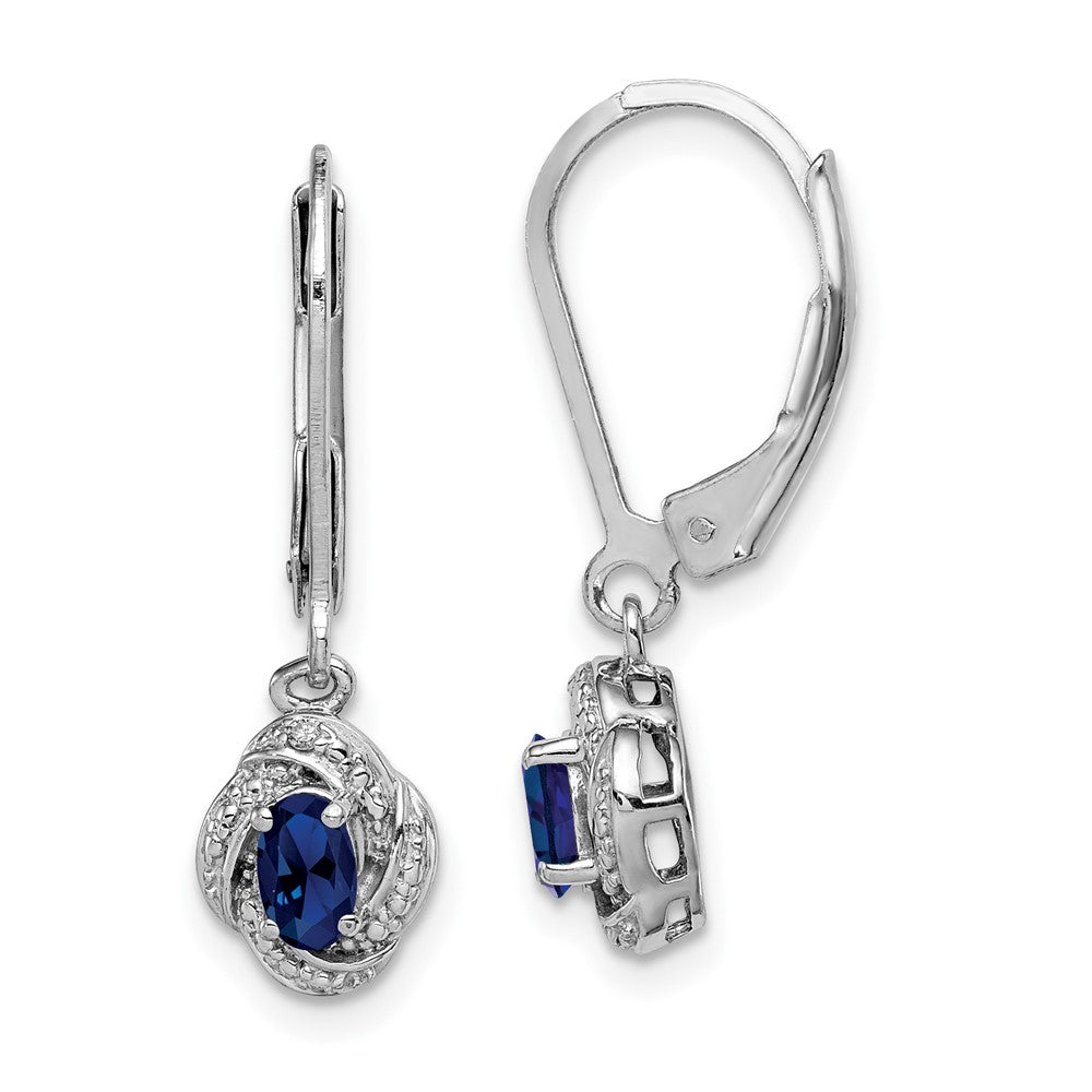 Rhodium-plated Sterling Silver Diamond & Created Sapphire Earrings