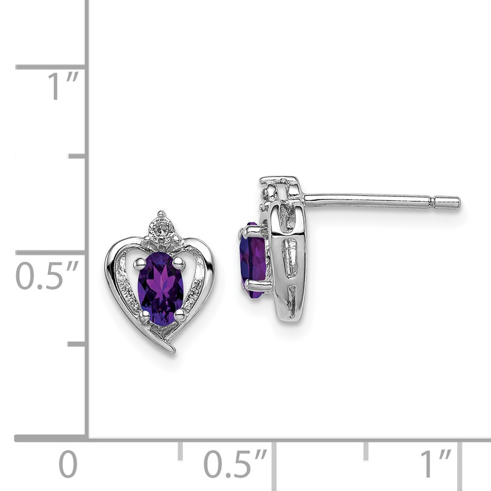 Rhodium-plated Sterling Silver Amethyst & Diamond Earrings