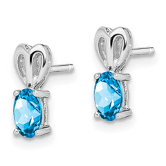 Rhodium-plated Sterling Silver Light Swiss Blue Topaz Earrings