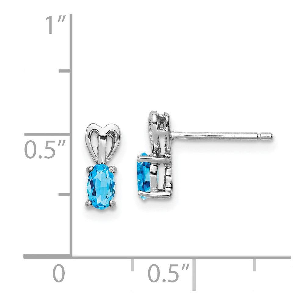 Rhodium-plated Sterling Silver Light Swiss Blue Topaz Earrings