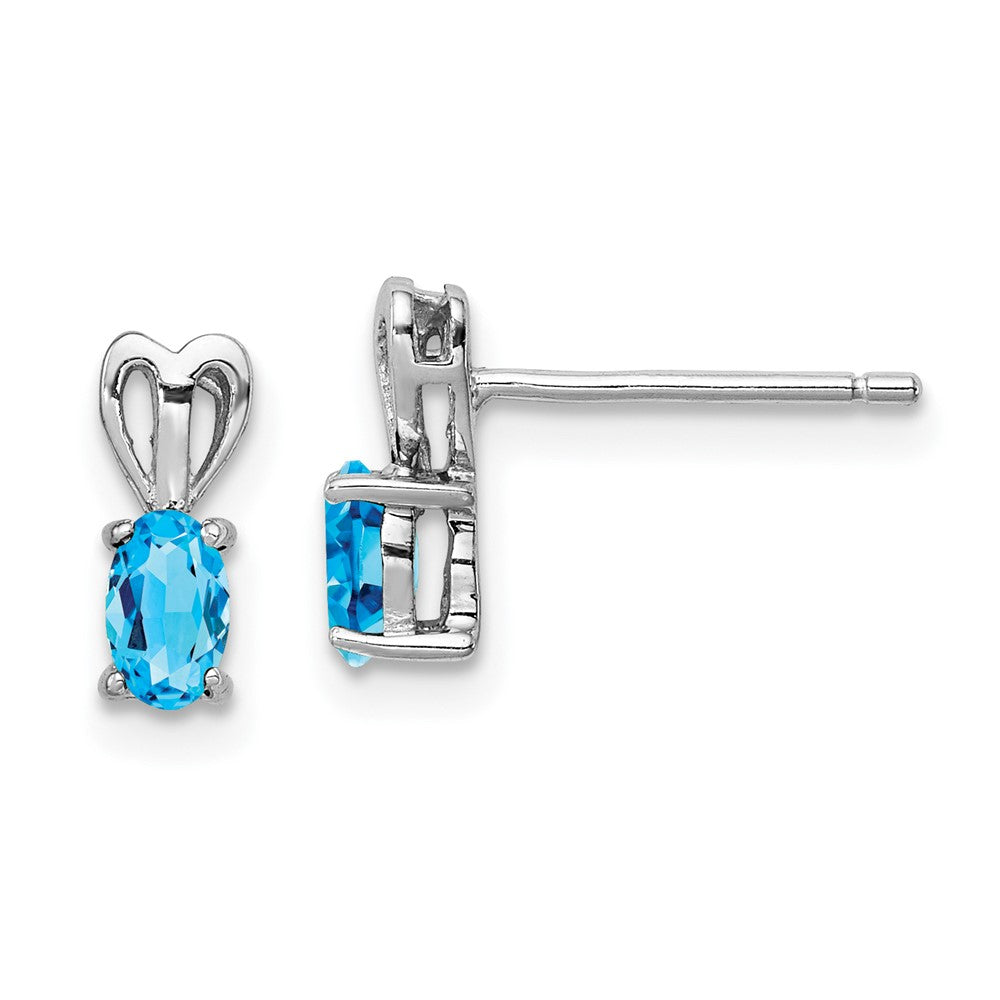 Rhodium-plated Sterling Silver Light Swiss Blue Topaz Earrings