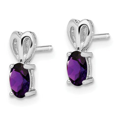 Rhodium-plated Sterling Silver Amethyst Earrings