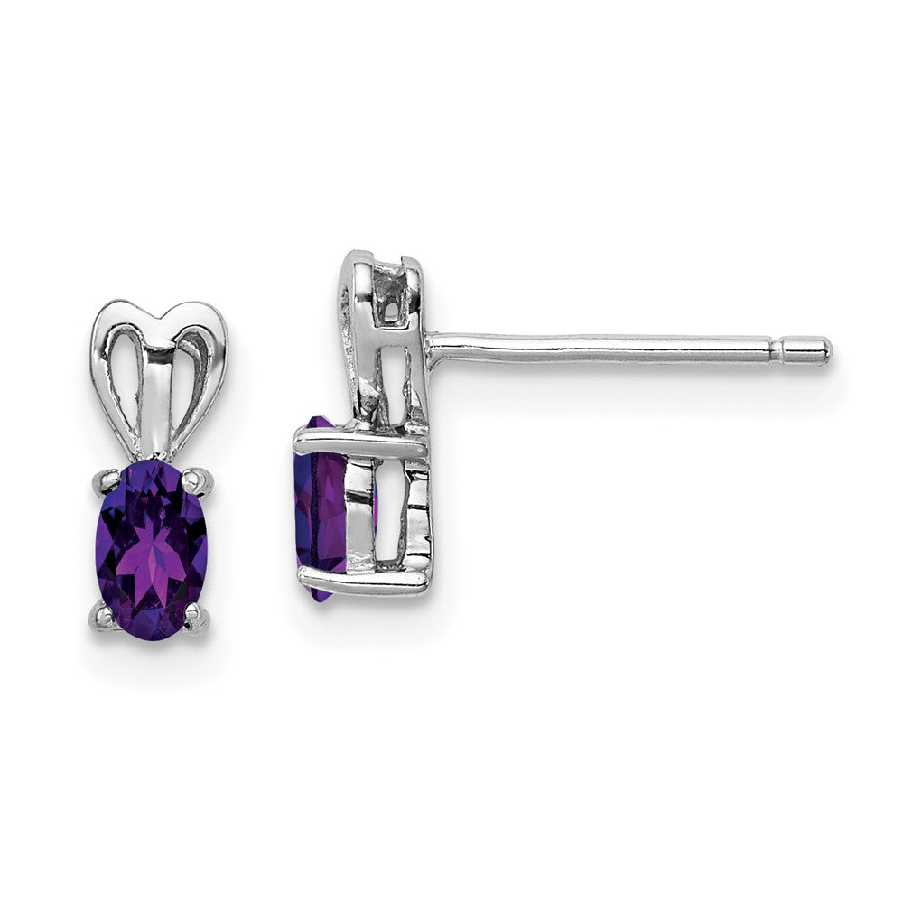 Rhodium-plated Sterling Silver Amethyst Earrings