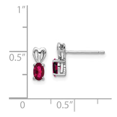 Rhodium-plated Sterling Silver Created Ruby Earrings