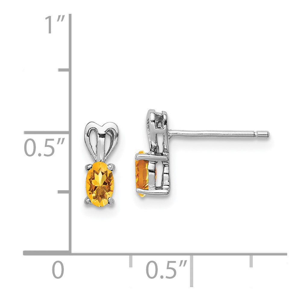Rhodium-plated Sterling Silver Citrine Earrings