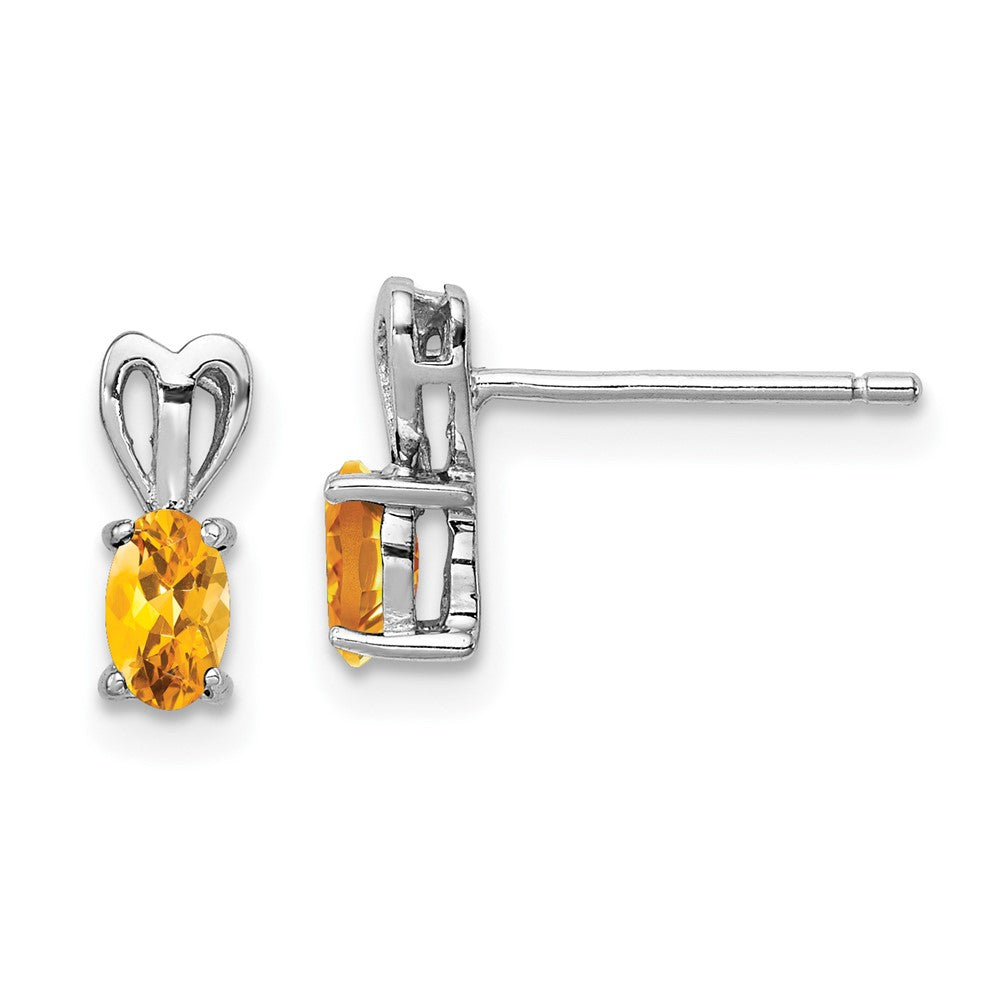 Rhodium-plated Sterling Silver Citrine Earrings
