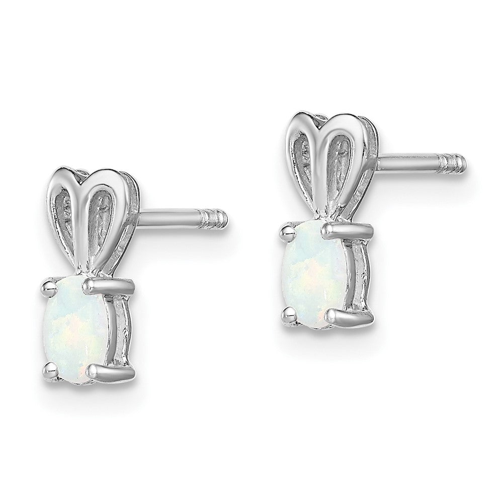 Rhodium-plated Sterling Silver Created Opal Earrings