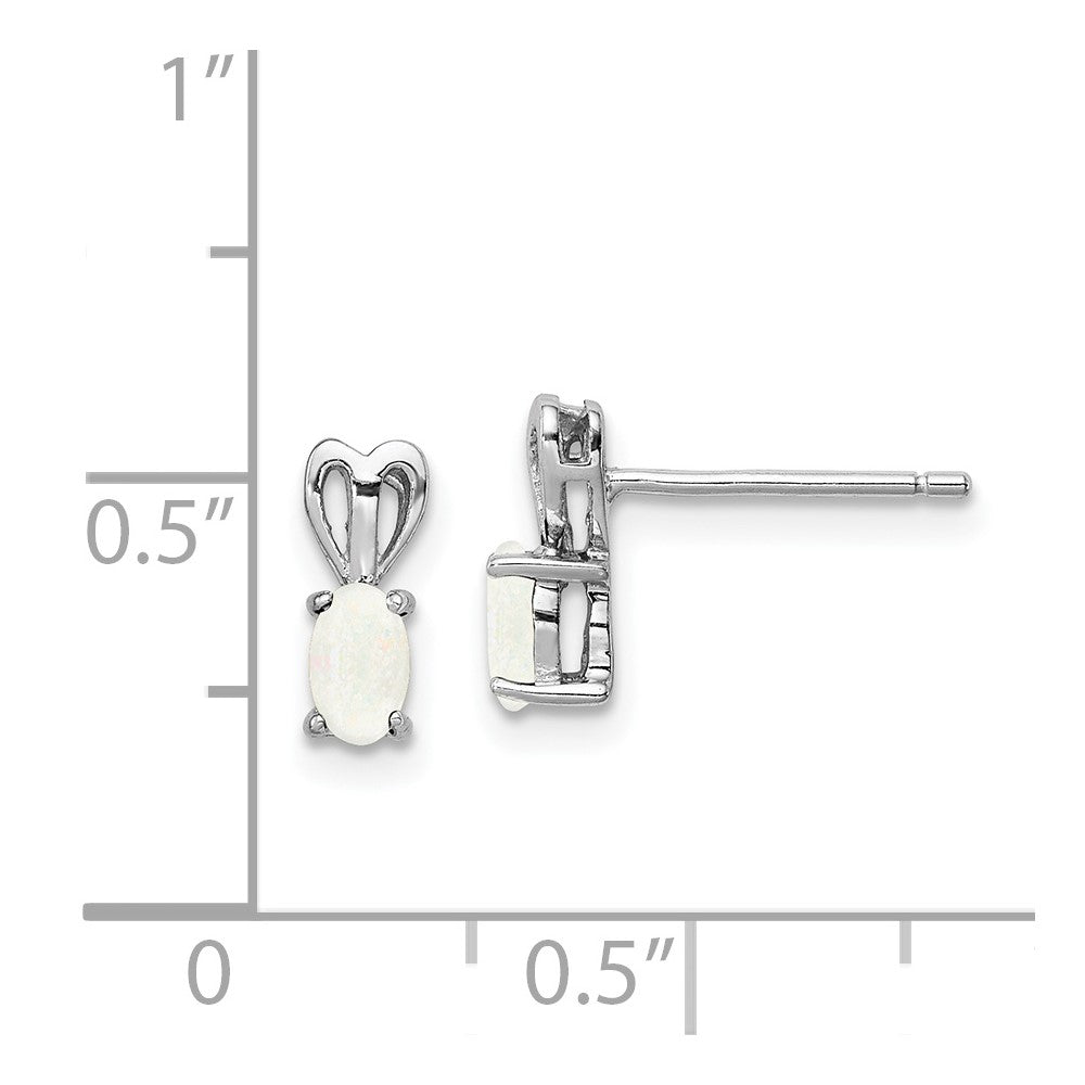 Rhodium-plated Sterling Silver Created Opal Earrings