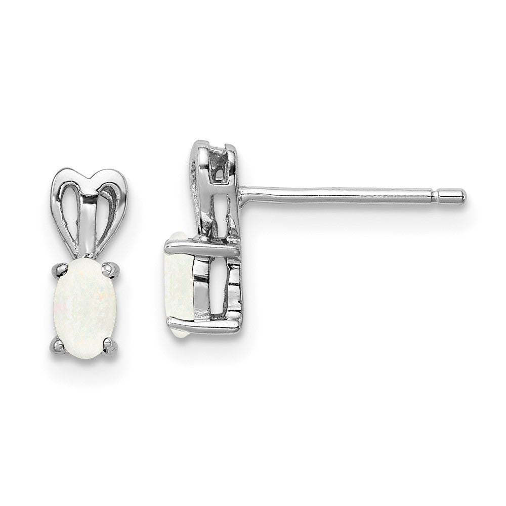 Rhodium-plated Sterling Silver Created Opal Earrings