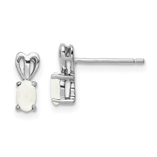 Rhodium-plated Sterling Silver Created Opal Earrings