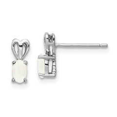 Rhodium-plated Sterling Silver Created Opal Earrings