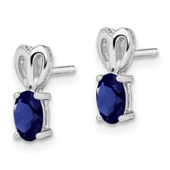 Rhodium-plated Sterling Silver Created Sapphire Earrings