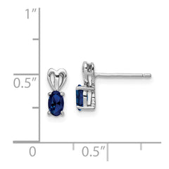 Rhodium-plated Sterling Silver Created Sapphire Earrings