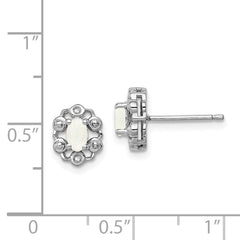 Rhodium-plated Sterling Silver Created Opal & Diamond Earrings