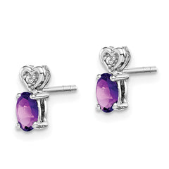 Rhodium-plated Sterling Silver Amethyst & Diamond Earrings