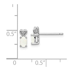 Rhodium-plated Sterling Silver Created Opal & Diamond Earrings