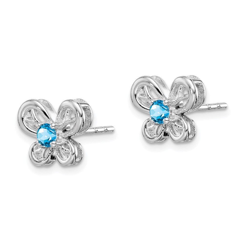Rhodium-plated Sterling Silver Light Swiss Blue Topaz Earrings