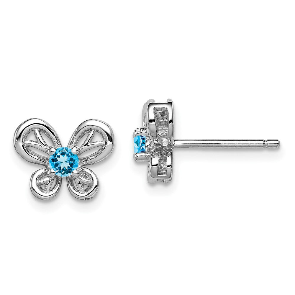 Rhodium-plated Sterling Silver Light Swiss Blue Topaz Earrings