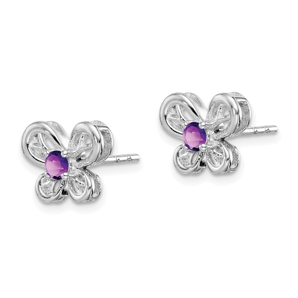 Rhodium-plated Sterling Silver Amethyst Earrings