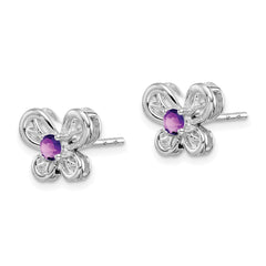 Rhodium-plated Sterling Silver Amethyst Earrings