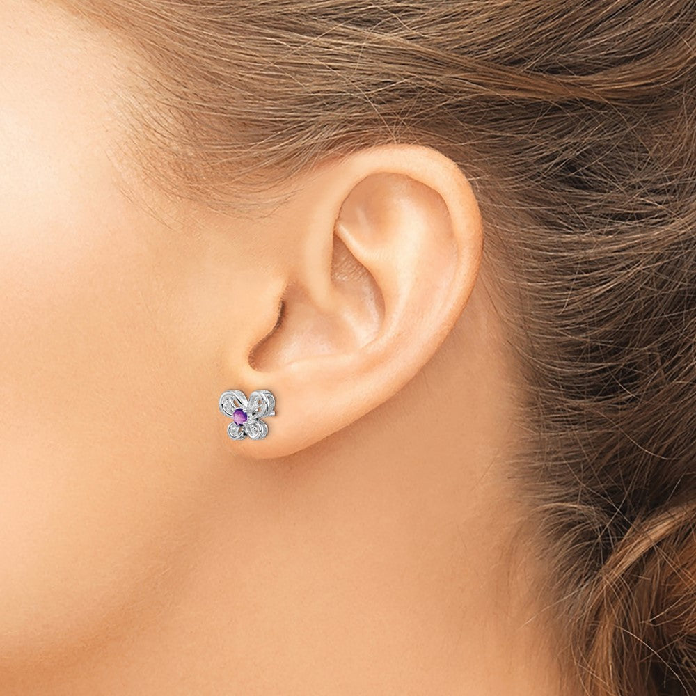Rhodium-plated Sterling Silver Amethyst Earrings