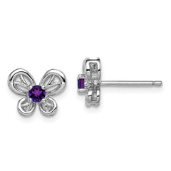 Rhodium-plated Sterling Silver Amethyst Earrings