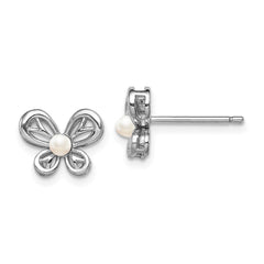 Rhodium-plated Sterling Silver FWC Pearl Earrings