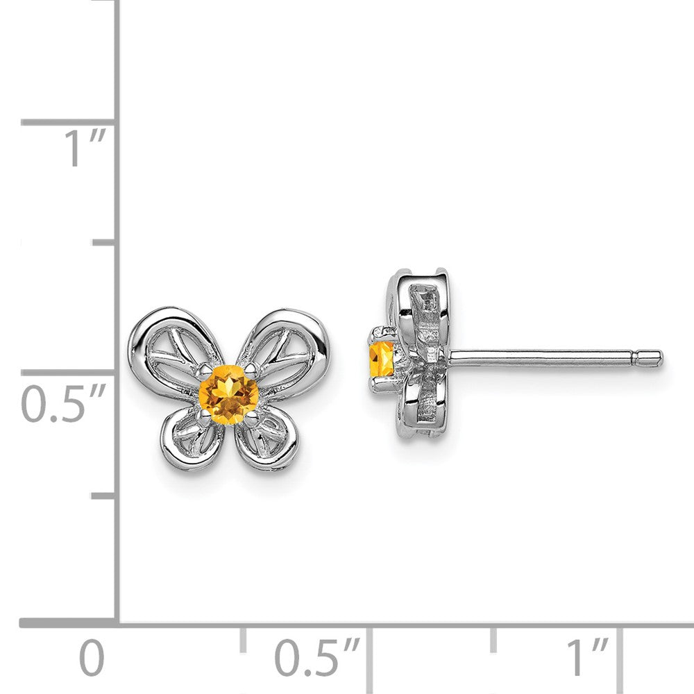 Rhodium-plated Sterling Silver Citrine Earrings