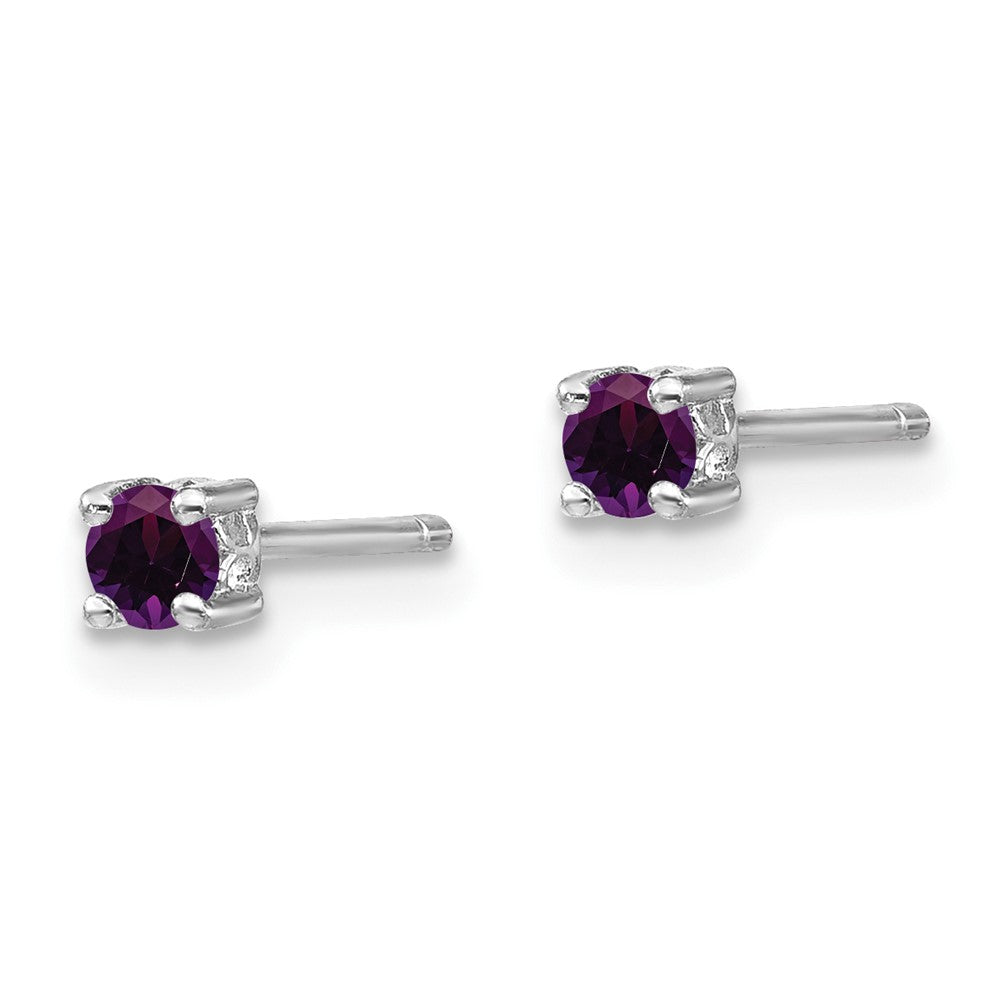 Sterling Silver 3mm Round Amethyst Post Earrings