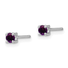 Sterling Silver 3mm Round Amethyst Post Earrings