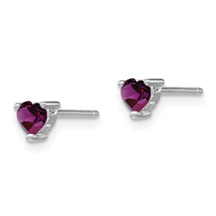 Sterling Silver 4mm Heart Amethyst Post Earrings