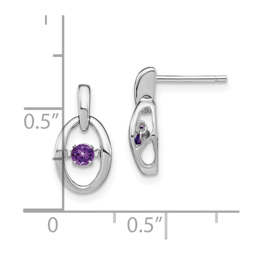 Rhodium-plated Sterling Silver Amethyst Birthstone Vibrant Earrings