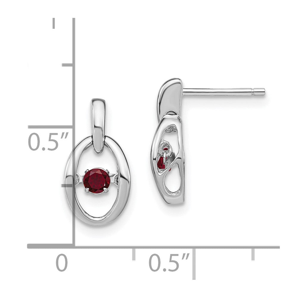 Rhodium-plated Sterling Silver Created Ruby Birthstone Vibrant Earrings