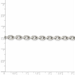 Sterling Silver 4.90mm Beveled Oval Cable Chain