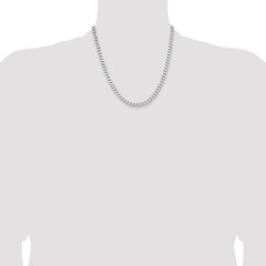 Cadena barbada de 6 mm de plata rodiada