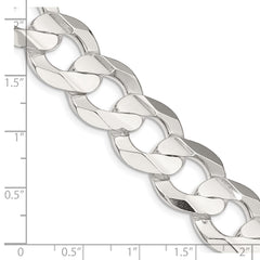 Sterling Silver 15.75mm Concave Beveled Curb Chain