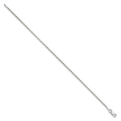 Cadena de cuerda con corte de diamante de 1,7 mm de plata de ley