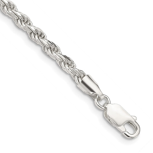 Sterling Silver 3mm Diamond-cut Rope Chain